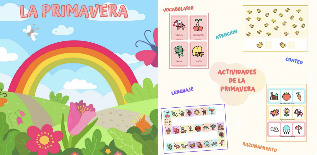 ?CUADERNO DE LA PRIMAVERA? . . Incluye actividades para trabajar el #vocabulario , la #atención, #conteo, #lateralidad , #razonamiento y #lenguajeoral ???