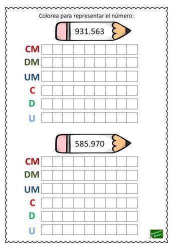 Ejercicios para trabajar la descomposición numérica con ábacos