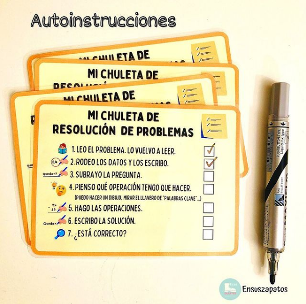 Sencillo recurso en formato de tarjetas para facilitar la resolución de problemas mediante autoinstrucciones escritas. La idea es que nuestros peques utilicen esta herramienta para resolver problemas matemáticos, de manera […]