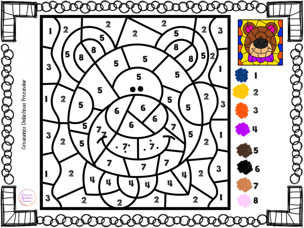 4 LAMINAS BONITAS COLOREAR POR NÚMEROS (3) FUENTE: https://www.facebook.com/CreacionesPREESCOLAR