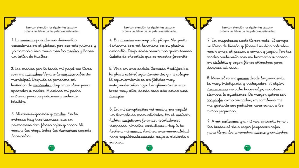 En los siguientes textos se han desordenado algunas palabras, ¿será el alumno capaz de ordenar correctamente las letras a partir del contexto?. La comprensión lectora a es la capacidad de […]
