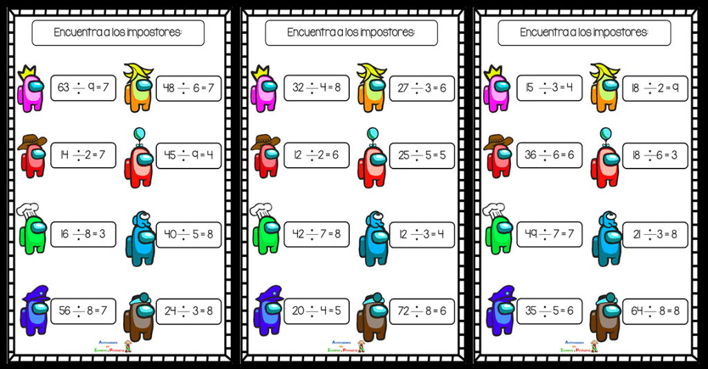 Hoy vamos a repasar las divisones de una forma muy original, con ayuda de los personajes del conocido videojuego Among Us. Entre ellos, se han colado varios impostores, es decir, […]