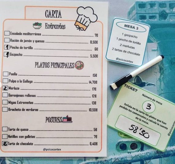 Hoy os traigo nuevo material para trabajar MEMORIA y CÁLCULO. Se trata de una actividad en la que deberemos recordar el pedido de la mesa y señalar los platos en […]