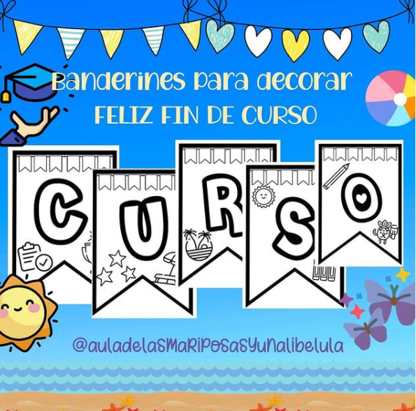 Banderines para decorar Feliz fin de curso de fin de curso para imprimir Banderines para decorar Feliz fin de curso