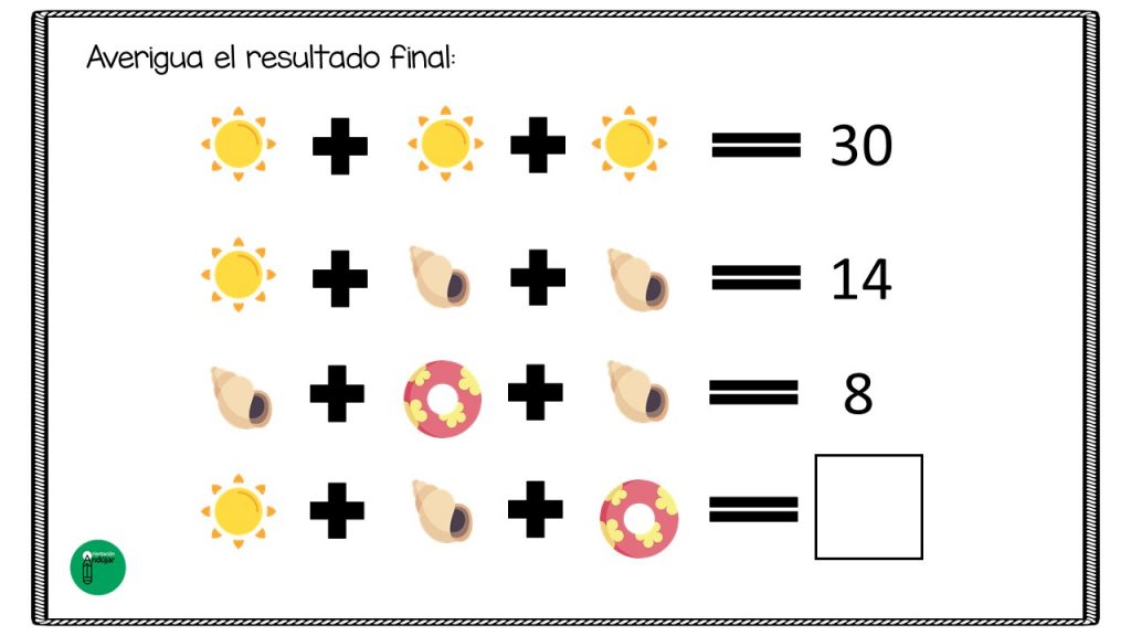 La siguiente actividad no sólo está enfocada a la práctica del cálculo mental de sumas, sino a la estimulación de diferentes capacidades cognitivas, como la atención.