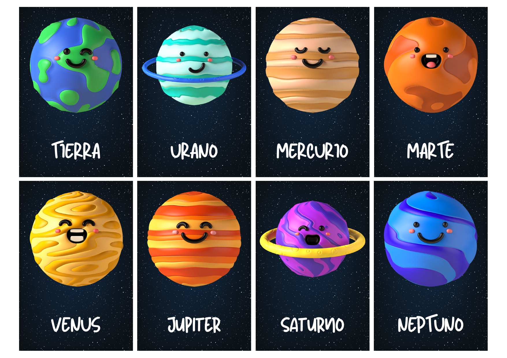 Tarjetas de vocabulario planetas y sistema solar -Orientacion Andujar