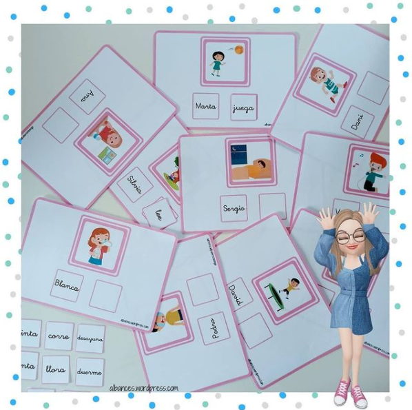 Hoy os traigo una actividad para hacer frases de dos elementos. Los niños leerán el nombre y buscarán cuál es la acción que están haciendo. Añadiremos de modo oral más […]