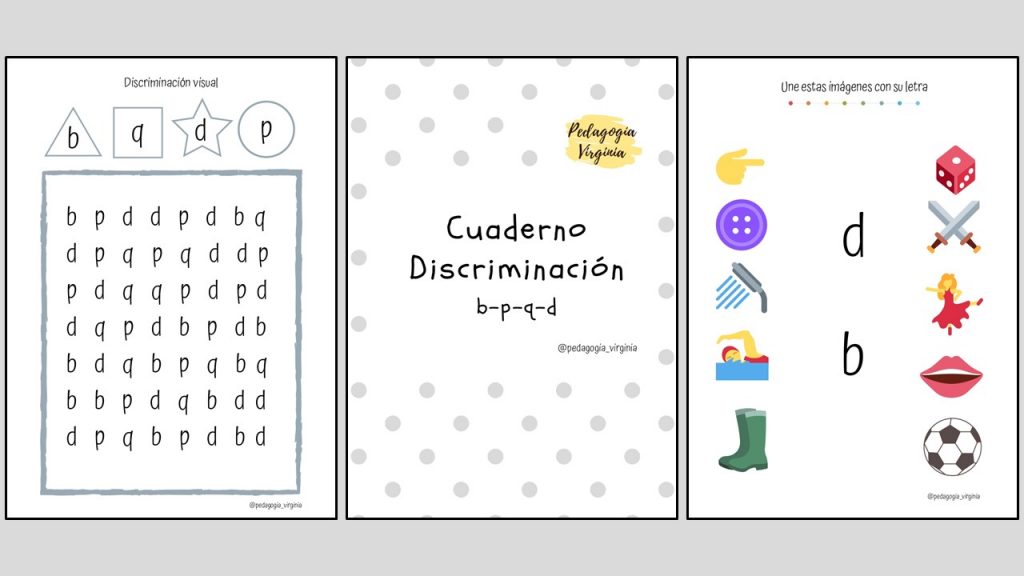 Aquí tenéis un nuevo cuaderno preparado para trabajar. . Este material esta compuesto por 6 actividades: . 1. Discriminación visual (p-q-d-b). 2. Discriminación + atención. 3. Unir imágenes con la […]