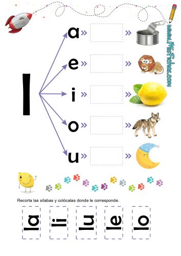 Lectoescritura FICHAS PARA SÍLABAS LA LE LI LO LU