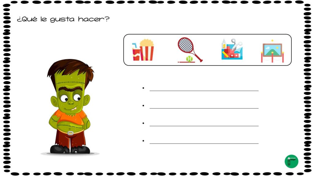 A continuación, os presento una divertida actividad para que nuestros alumnso trabajen la expresión escrita y la escritura creativa. El objetivo del ejercicio es que los alumnos averiguen que le […]