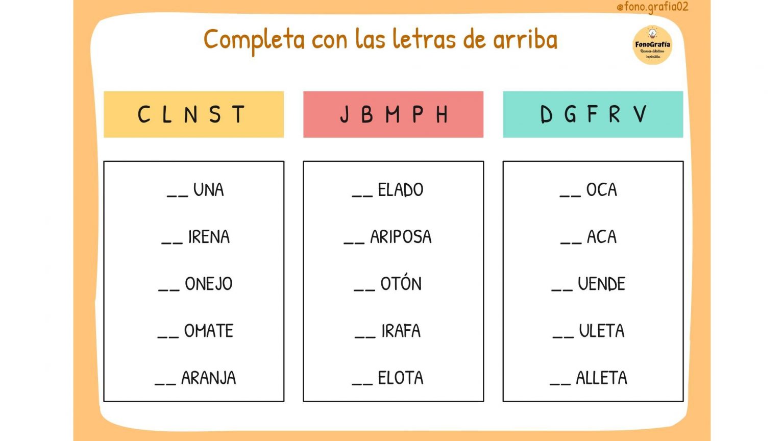 JUGAMOS CON LAS LETRAS - Orientacion Andujar