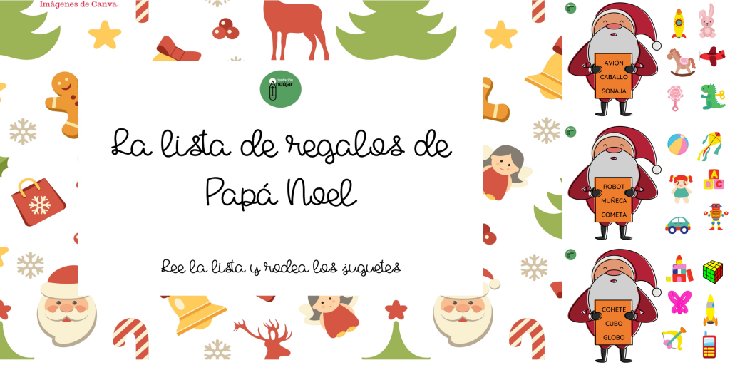 Hoy os comparto estas graciosas fichas navideñas.  Papá Noel se encuentra preparando los regalos. Los niños deben leer su listado y rodear los juguetes mencionados.  Una actividad para trabajar atención, […]