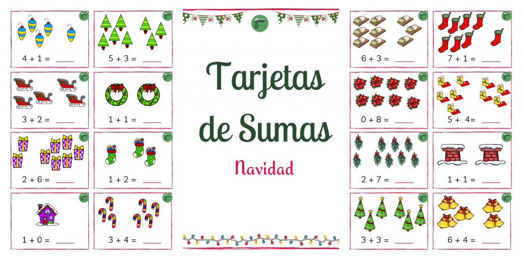 Hoy les hemos preparado estas 24 tarjetas para practicar sumas con resultados iguales o menores a 10. Cuenta con coloridas imágenes navideñas que funcionan como apoyo visual para la operación.  […]