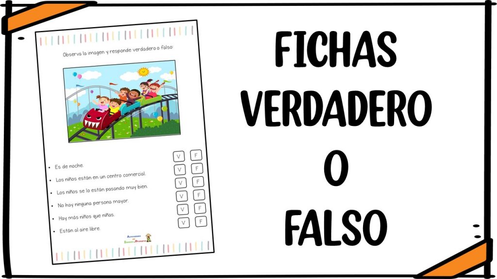 Os compartimos estas divertidas fichas de verdadero o falso para trabajar la comprensión lectora con láminas de dibujos.