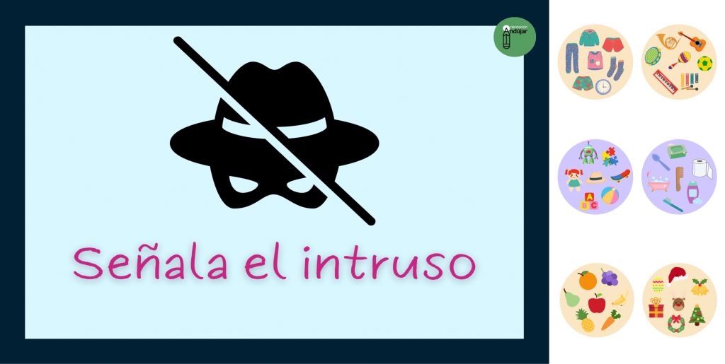 En esta actividad se le presentará al alumno una tarjeta con varias imágenes entre las cuales deberá encontrar al intruso.  El intruso es aquel objeto que no pertenece a esa […]