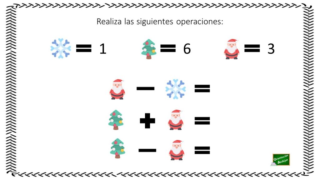 Sumas y restas sencillas navideñas La siguiente actividad no sólo está enfocada a la práctica del cálculo mental, sino a la estimulación de diferentes capacidades cognitivas, como la atención.