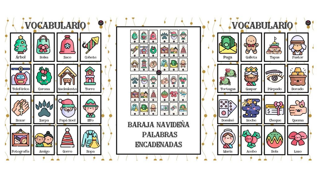 Os propongo una baraja navideña para jugar en el cole o en casa a las palabras encadenadas. Practicar la conciencia fonológica a través del ejercicio de palabras encadenadas es un […]
