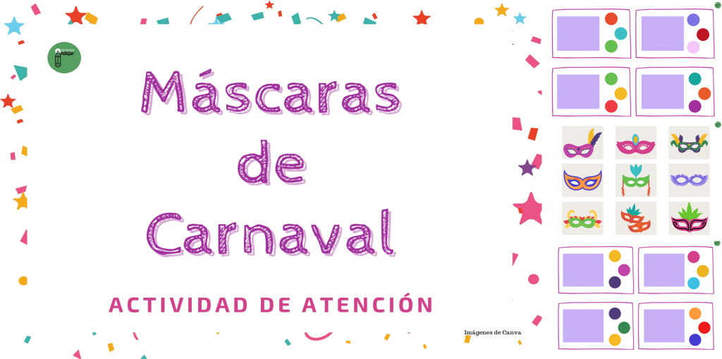 Hoy trabajaremos la atención con esta colorida actividad de Carnaval. La propuesta consiste en observar los tres colores que nos indica cada tarjeta y buscar la máscara que los presenta. […]