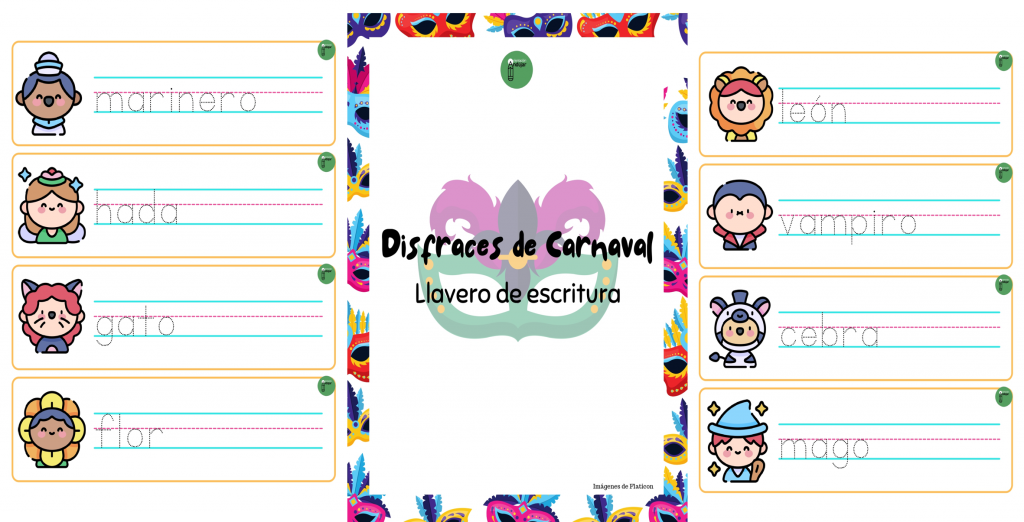 Os compartimos este bonito llavero de escritura con motivo de Carnaval.  La actividad consiste en trazar los nombres de los disfraces que presenta cada niño.  Trabajaremos lectoescritura, grafomotricidad y vocabulario. […]