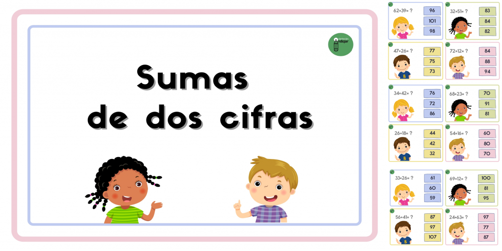 Os hemos preparado estas coloridas tarjetas para practicar las sumas de dos cifras.  Los niños deberán resolver la operación y elegir la respuesta correcta entre tres opciones.  Es un recurso […]