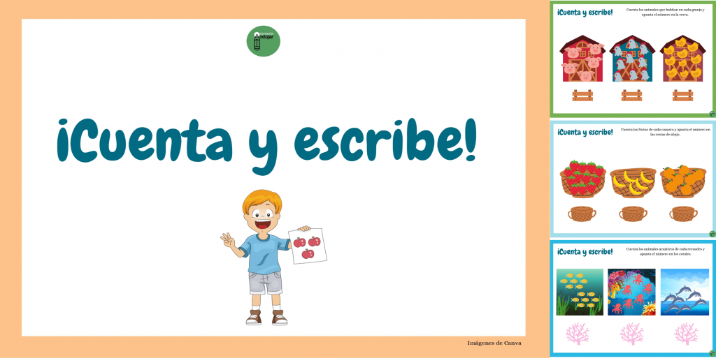 Os hemos preparado estas coloridas fichas para trabajar atención y conteo.  Los niños deberán contar tres elementos diferentes en cada lámina y colocar la cantidad correcta.  A su vez, trabajamos […]