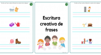 Hoy os compartimos estas fichas para trabajar escritura creativa de frases.  Los niños deberán observar las dos imágenes dadas y escribir en el renglón de abajo una frase utilizando esas […]