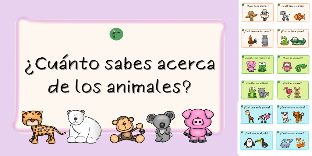 Os compartimos este recurso molón para trabajar comprensión lectora de preguntas sencillas y vocabulario de animales.  En cada tarjeta, los alumnos leerán una pregunta y deberán rodear la respuesta correcta. […]