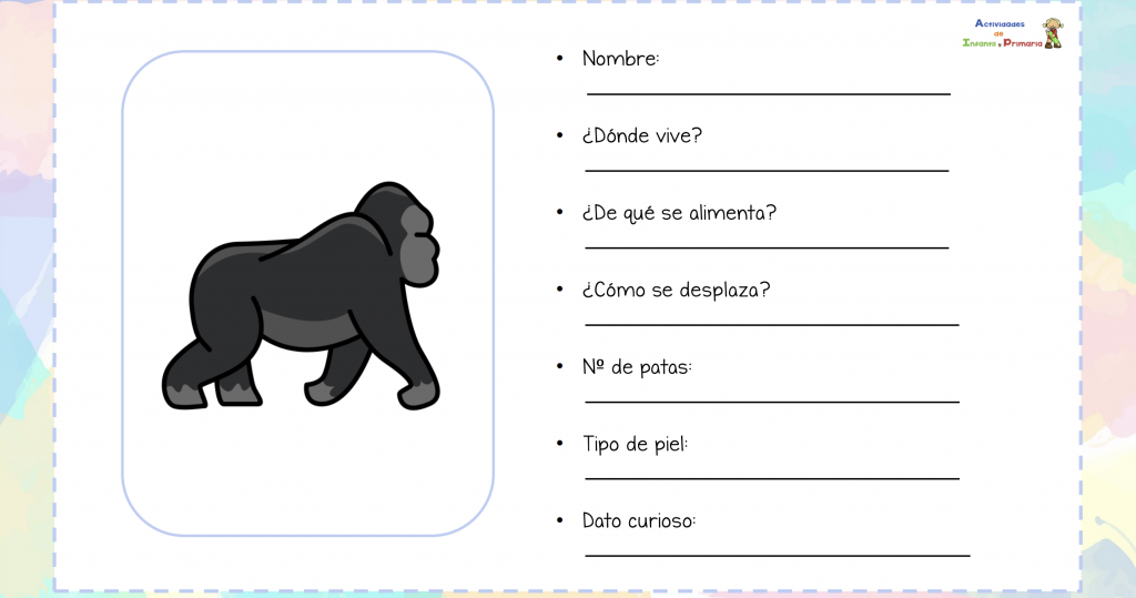 El siguiente material es una colección de tarjetas que nuestros alumnos deben rellenar con los datos característicos de cada animal. Una forma amena de acercar a nuestros peques a conocimientos […]