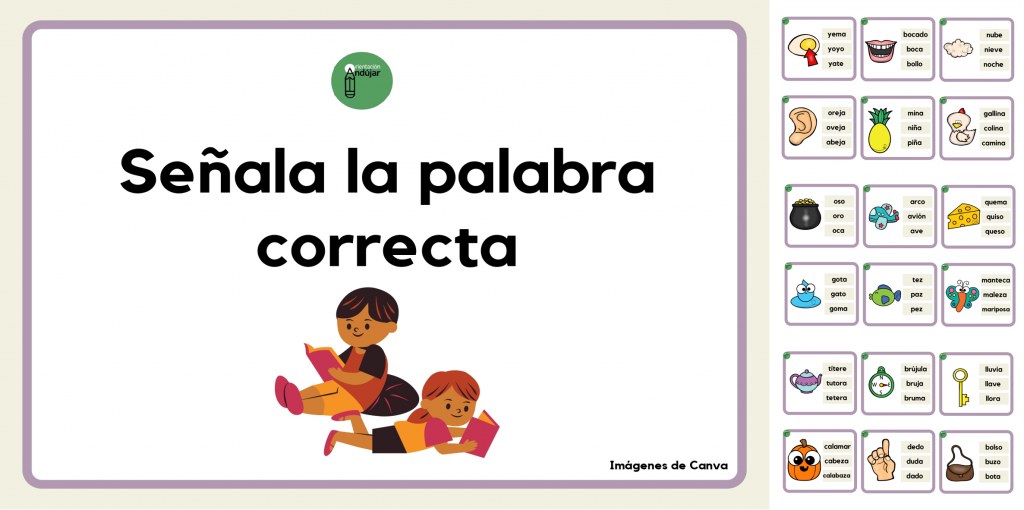 Hoy haremos lectura de palabras con este bonito material.  La propuesta consiste en seleccionar el nombre de la imagen entre tres opciones que presentan ciertas similitudes entre sí.  Potenciaremos la […]