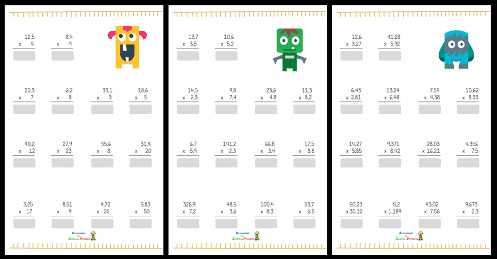 Multiplicaciones de números con decimales Una vez nuestros alumnos sepan sumar y restar con números decimales, el siguiente paso son las multiplicaciones. En una multiplicación pude haber decimales en cualquiera […]