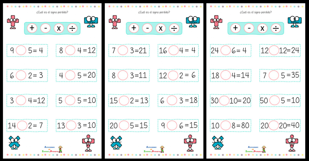 Trabajamos las operaciones básicas con Los signos perdidos Educación Primaria, Matemáticas, Matemáticas, Primer Ciclo, Segundo Ciclo Etiquetado con: Cálculo Mental, Competencia matemática, Divisiones, educación primaria, matemáticas primaria, Multiplicaciones, operaciones básicas, restas, sigos perdidos, sumas