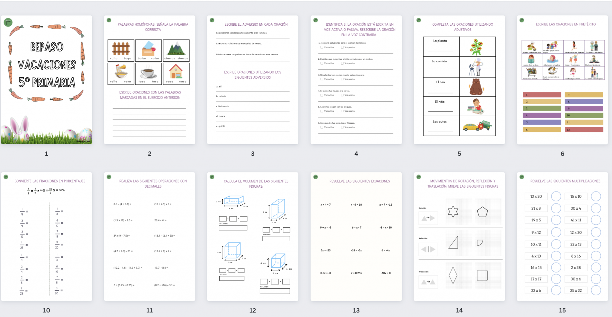 5º PRIMARIA Original cuaderno para repasar en vacaciones primavera ...