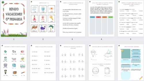 6º PRIMARIA Original cuaderno para repasar en vacaciones primavera