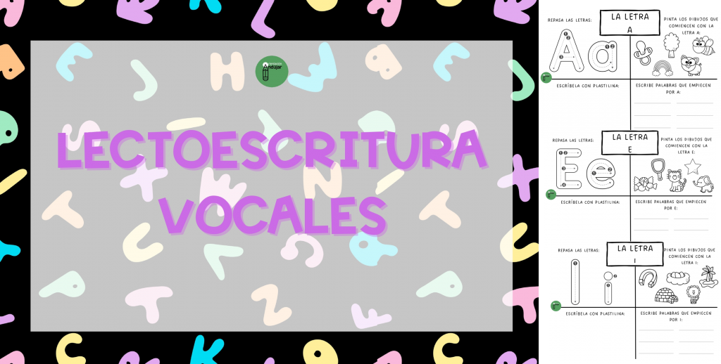 Hoy os compartimos estas geniales fichas para trabajar las vocales. En cada una de las láminas los niños practicarán su trazo en mayúscula y minúscula imprenta y la representarán en […]