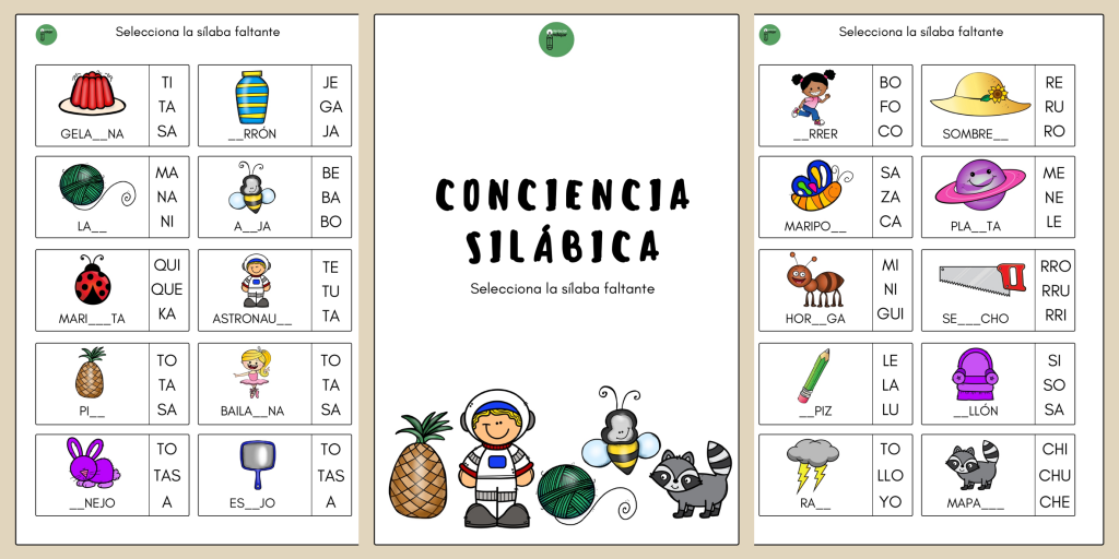 Con este recurso trabajaremos conciencia silábica y lectoescritura. Los niños deberán seleccionar la sílaba faltante en cada palabra, entre tres opciones dadas.  DESCARGAR EL ARCHIVO EN PDF: CONCIENCIA SILÁBICA. Selecciona […]