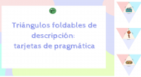 Os compartimos este recurso para trabajar expresión oral o escrita, descripciones y pragmática.  Consiste en triángulos foldables. En el centro se encuentra una imagen que el niño deberá completar con […]