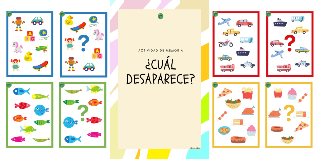 Con este divertido juego reforzaremos la memoria.  Tomaremos un par de tarjetas: primero le enseñamos al niño la que tiene nueve imágenes, luego la sacamos y le mostramos la de […]