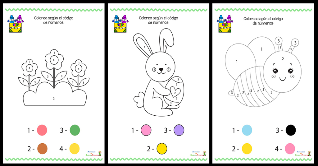 Dibujos de primavera para colorear por números - Orientacion Andujar