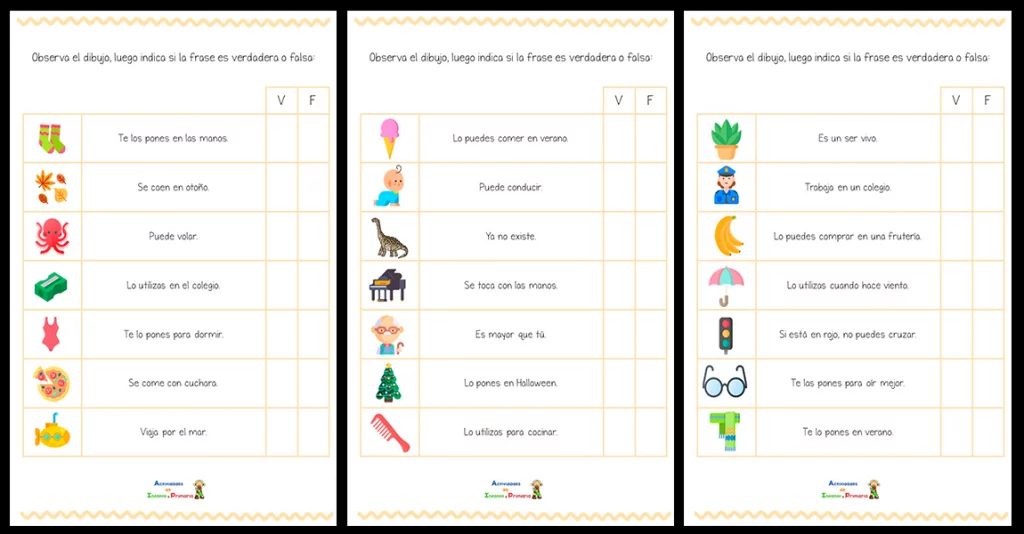 Verdadero – falso Frases cortas para trabajar la comprensión lectora El objetivo de la siguiente actividad es trabajar la comprensión lectora de frases cortas a través del ejercicio verdadero – falso. […]