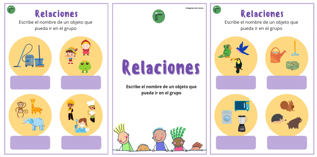 Trabajamos semántica estableciendo relaciones entre objetos.  Los niños deben observar los elementos agrupados y escribir o dibujar otro objeto que pueda ir en el grupo.  Sería ideal que puedan fundamentar […]