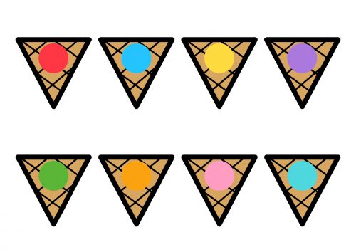 Fichas de atención con helados: Código de colores