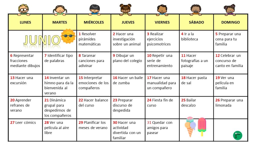 Este calendario tiene como finalidad aportar información a todas las familias interesadas en estimular las inteligencias de sus hijos e hijas.  Para este mes de junio hemos preparado unas actividades […]