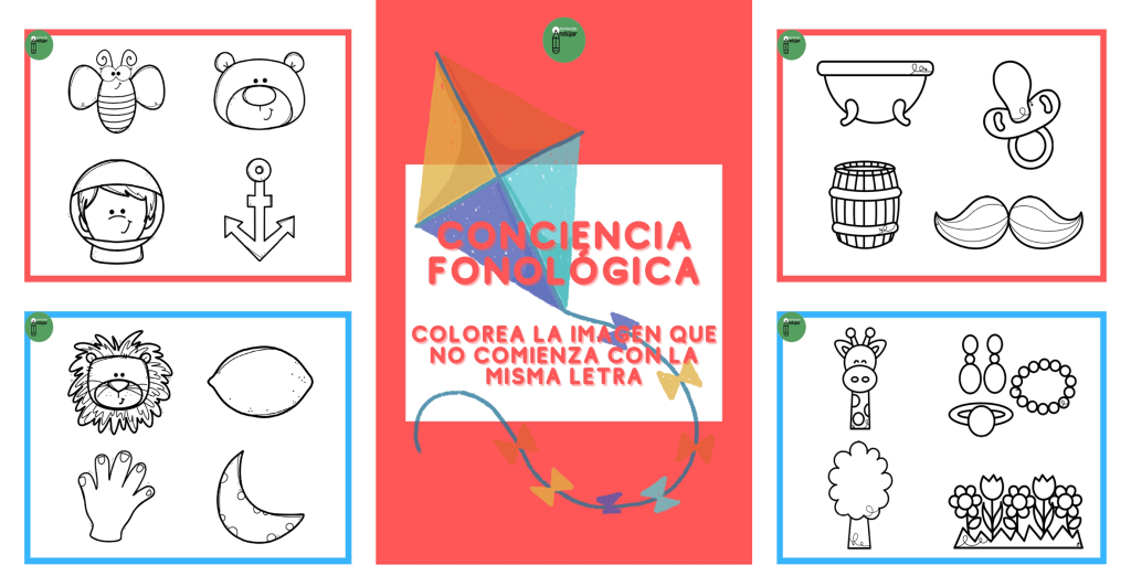 Hoy os compartimos esta divertida actividad para trabajar conciencia fonológica, más específicamente fonema inicial.  Los niños deben colorear la imagen intrusa entre cuatro opciones. ¿Cúal es la intrusa? Aquella que […]