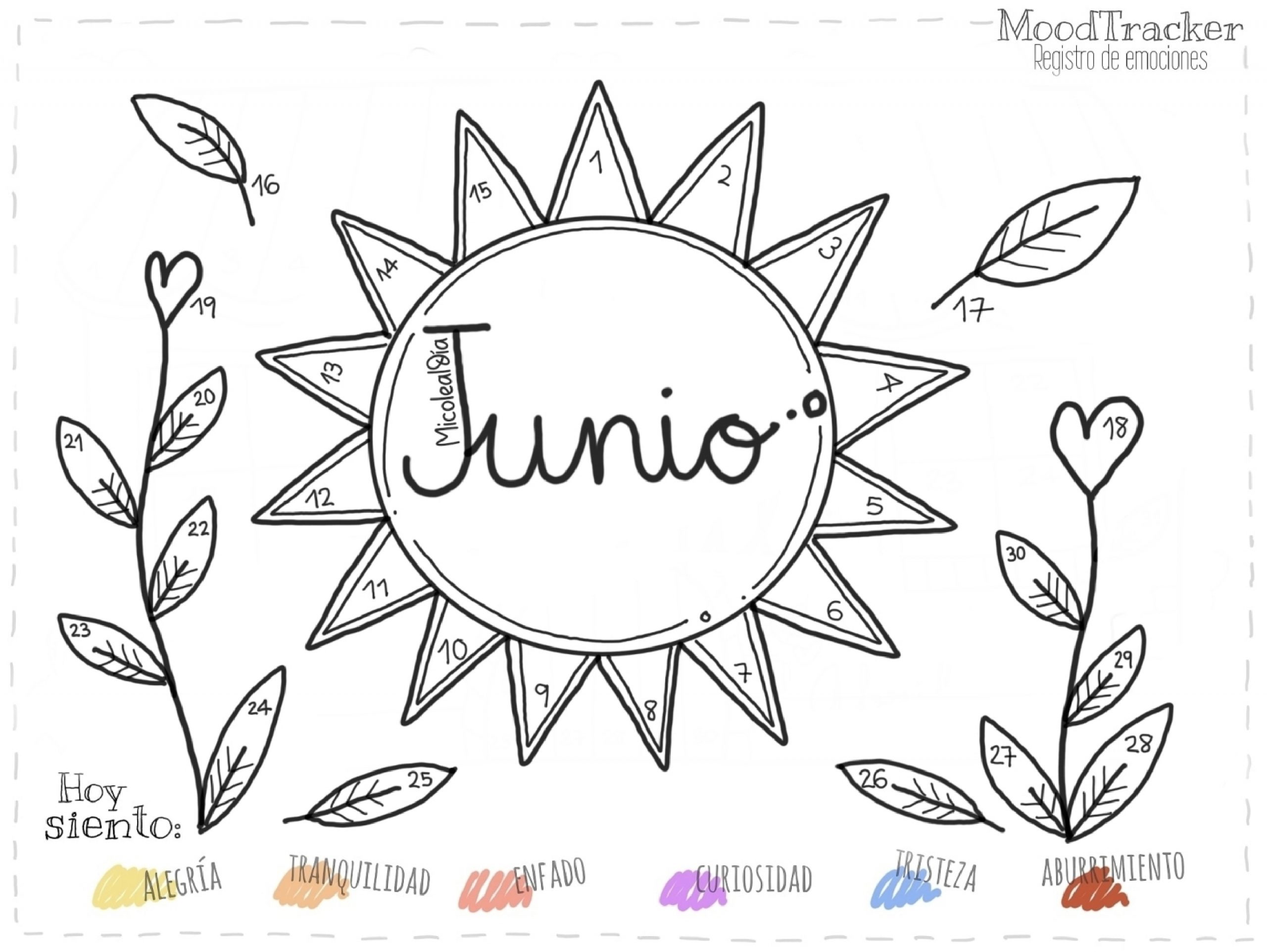 REGISTRO DE EMOCIONES MoodTracker de junio MES DE JUNIO 2022 - Orientacion  Andujar