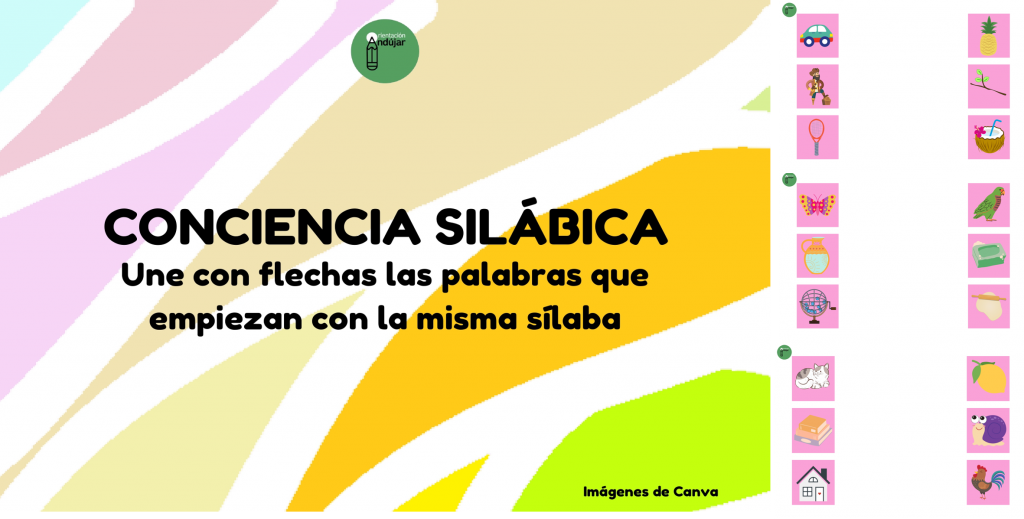 Con esta actividad trabajaremos la conciencia silábica, reconociendo la sílaba inicial de cada palabra (representada por su imagen) y uniendo aquellas dos que comiencen igual. Reforzamos discriminación auditiva, conciencia fonológica […]