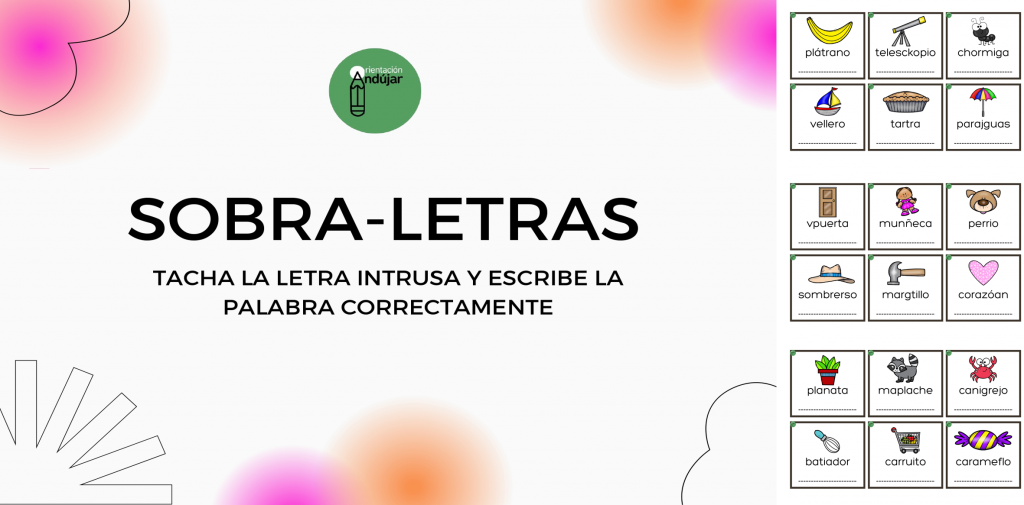 Con esta actividad trabajaremos la atención y la lectoescritura. Los niños deberán descubrir y señalar la letra intrusa en cada palabra, una letra que sobra y está de más. Luego, […]