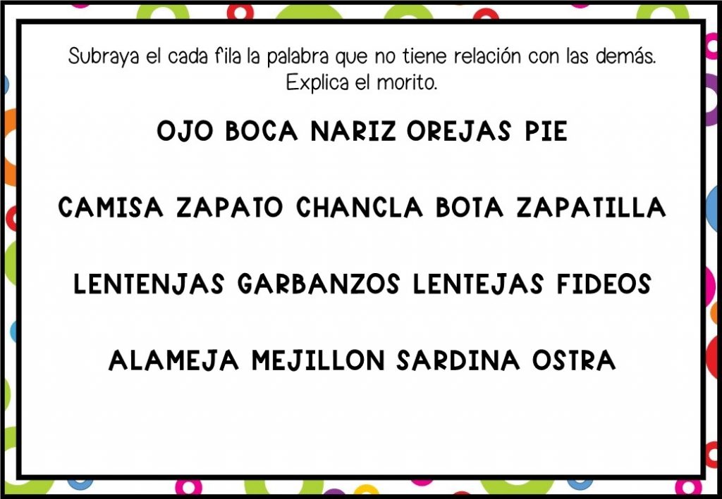 CONCIENCIA SEMÁNTICA SEÑALA EN INTRUSO PALABRAS ESCRITAS       DESCARGA LAS ACTIVIDADES EN PDF CONCIENCIA SEMÁNTICA SEÑALA EN INTRUSO PALABRAS ESCRITAS