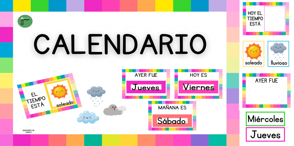 Hoy os compartimos este magnífico y colorido calendario para decorar tu aula.  En él podrán completar el día de la semana y el tiempo de esa jornada con bonitos carteles […]