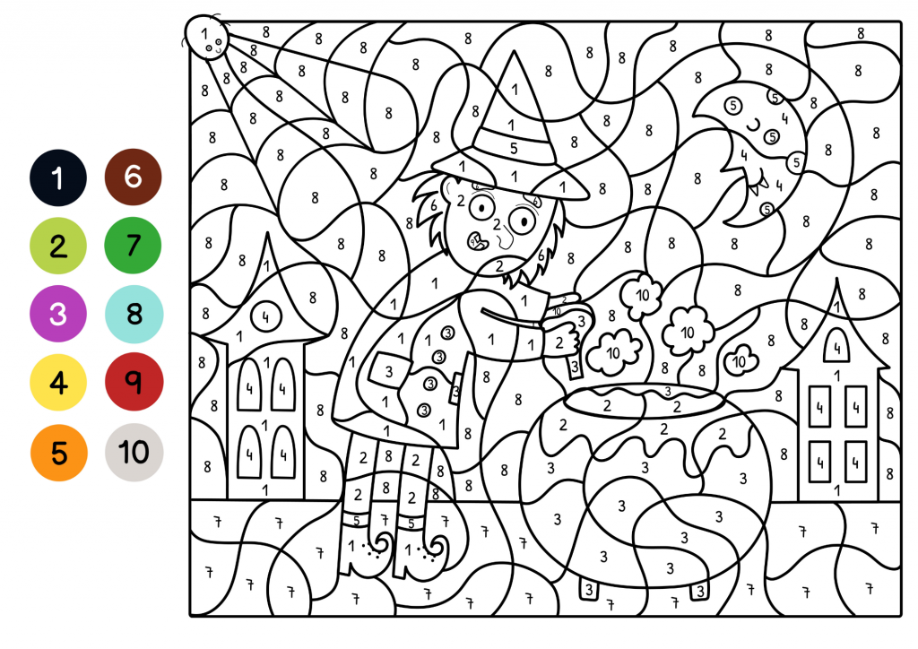 Dibujos de Halloween: Colorea por números - Actividades de infantil y ...