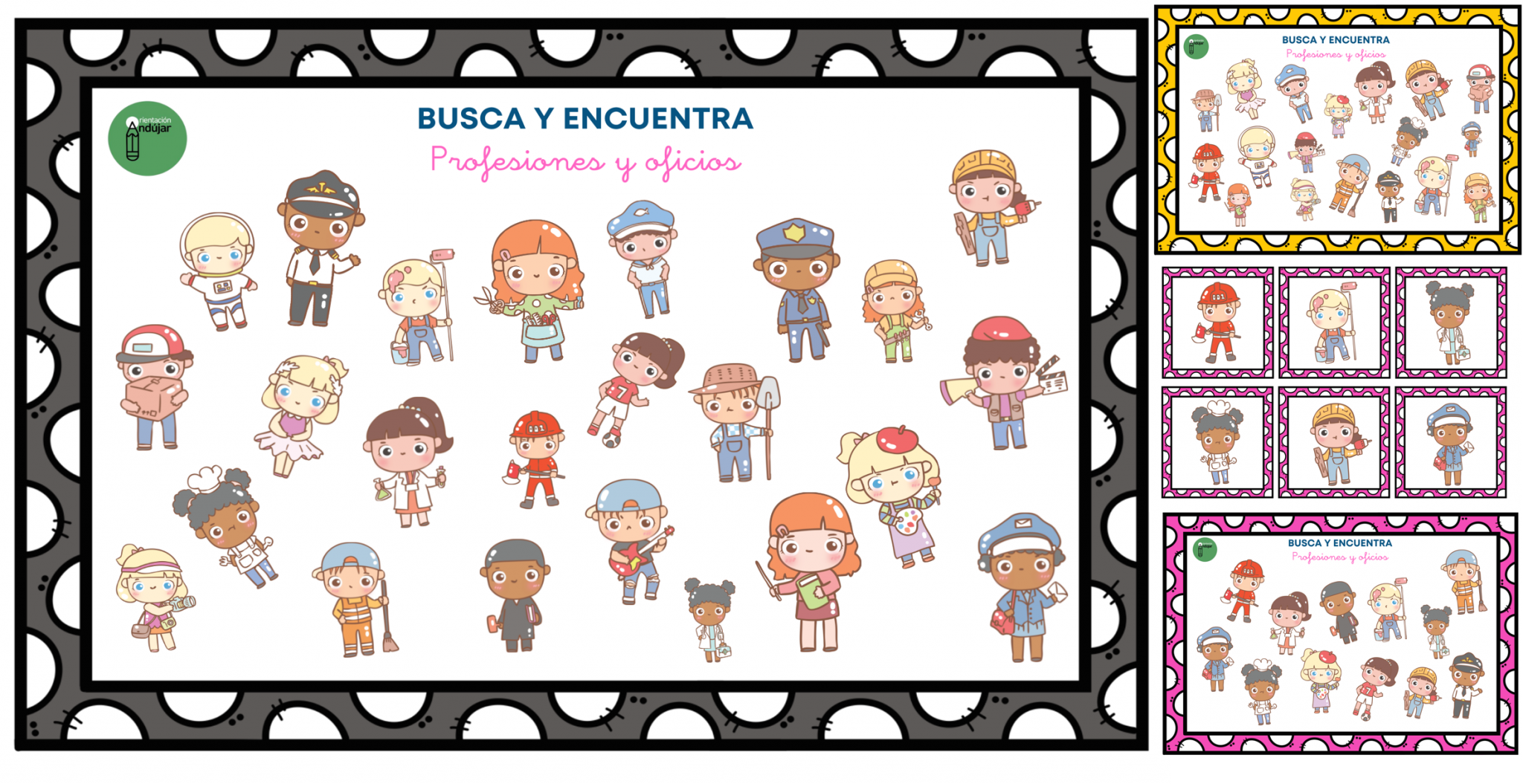 JUEGO DE ATENCIÓN: Busca y encuentra en el tablero las profesiones y ...